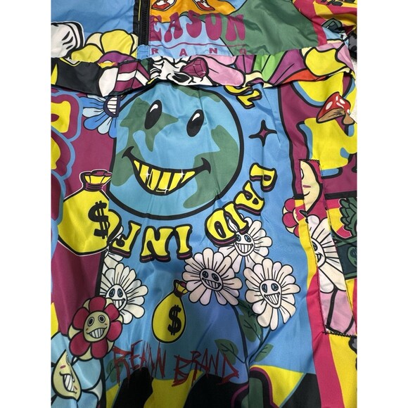 Reason Brand Half Zip Anorak Bright Flower Power Mesh Lined Windbreaker M - Picture 4 of 12